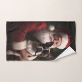 Boston Terrier met Sinterklaas Feestelijke Kerstmi Bad Handdoek (Handdoek)