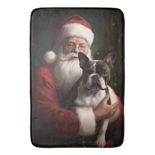 Boston Terrier met Sinterklaas Feestelijke Kerstmi Badmat