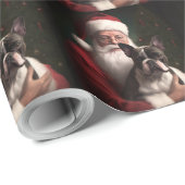 Boston Terrier met Sinterklaas Feestelijke Kerstmi Cadeaupapier (Rol Hoek)