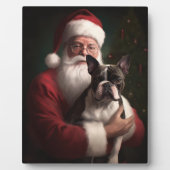 Boston Terrier met Sinterklaas Feestelijke Kerstmi Fotoplaat (Voorkant)