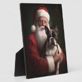 Boston Terrier met Sinterklaas Feestelijke Kerstmi Fotoplaat (Zijkant)