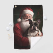 Boston Terrier met Sinterklaas Feestelijke Kerstmi Golfhanddoek (Insitu)