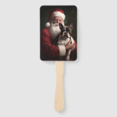 Boston Terrier met Sinterklaas Feestelijke Kerstmi Handwaaier (Voorkant)
