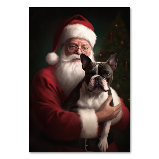 Boston Terrier met Sinterklaas Feestelijke Kerstmi Kaart (Voorkant)