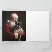 Boston Terrier met Sinterklaas Feestelijke Kerstmi Kaart (Binnen)