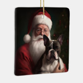 Boston Terrier met Sinterklaas Feestelijke Kerstmi Keramisch Ornament (Rechts)