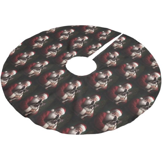 Boston Terrier met Sinterklaas Feestelijke Kerstmi Kerstboom Rok (Gekanteld)
