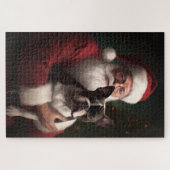Boston Terrier met Sinterklaas Feestelijke Kerstmi Legpuzzel (Horizontaal)