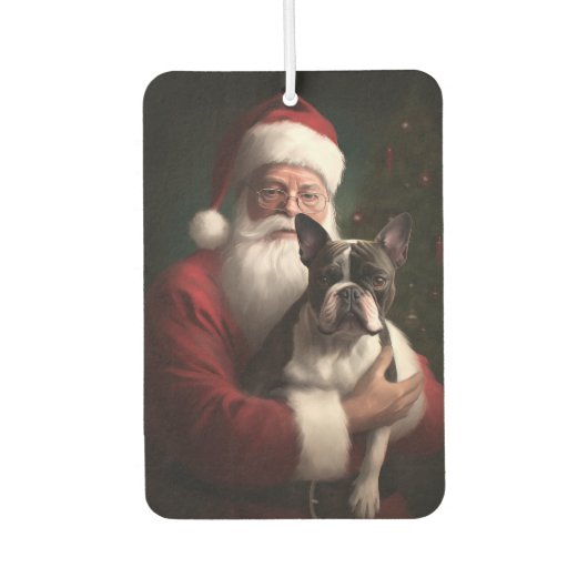 Boston Terrier met Sinterklaas Feestelijke Kerstmi Luchtverfrisser