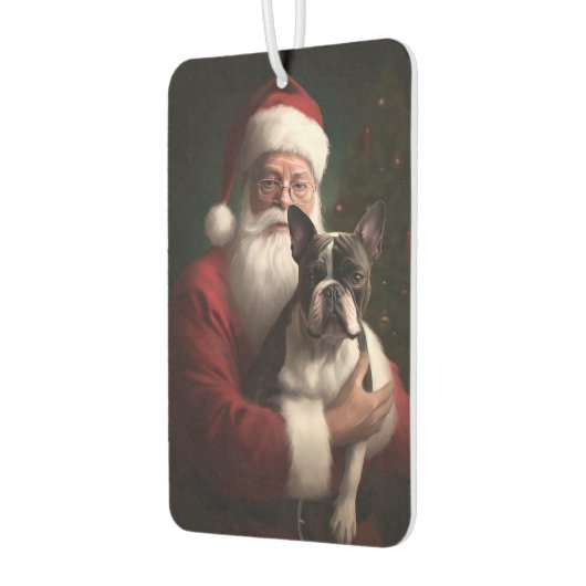 Boston Terrier met Sinterklaas Feestelijke Kerstmi Luchtverfrisser (Links)