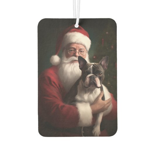 Boston Terrier met Sinterklaas Feestelijke Kerstmi Luchtverfrisser (Achterkant)