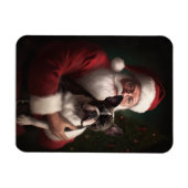 Boston Terrier met Sinterklaas Feestelijke Kerstmi Magneet (Horizontaal)