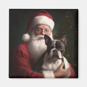 Boston Terrier met Sinterklaas Feestelijke Kerstmi Magneet