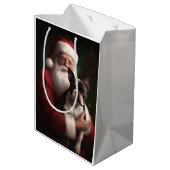 Boston Terrier met Sinterklaas Feestelijke Kerstmi Medium Cadeauzakje (Achterkant Gekanteld)