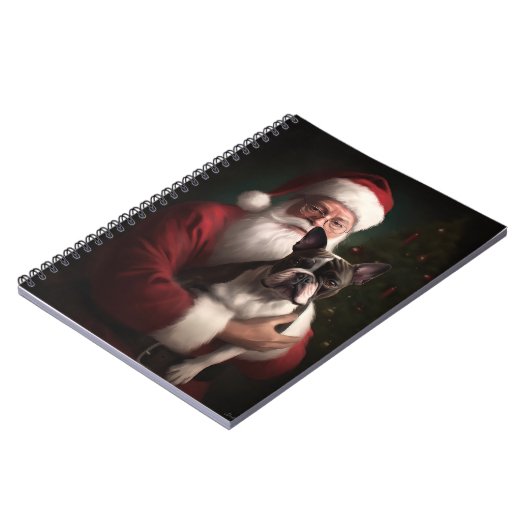 Boston Terrier met Sinterklaas Feestelijke Kerstmi Notitieboek (Linkerzijde)