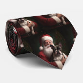 Boston Terrier met Sinterklaas Feestelijke Kerstmi Stropdas (Opgerold)