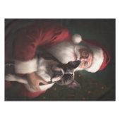 Boston Terrier met Sinterklaas Feestelijke Kerstmi Tafelkleed (Voorkant (Horizontaal))