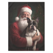 Boston Terrier met Sinterklaas Feestelijke Kerstmi Tafelkleed (Voorkant)
