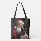 Boston Terrier met Sinterklaas Feestelijke Kerstmi Tote Bag (Achterkant)