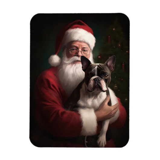Boston Terrier met Sinterklaas Festive Kerstmis Magneet (Verticaal)