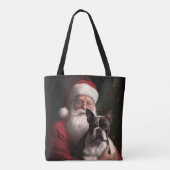 Boston Terrier met Sinterklaas Festive Kerstmis Tote Bag (Achterkant)