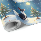 Boston Terrier Midnight Star-Gazing Christmas Cadeaupapier (Rol Hoek)