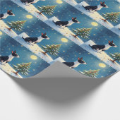 Boston Terrier Midnight Star-Gazing Christmas Cadeaupapier (Hoek)