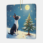 Boston Terrier Midnight Star-Gazing Christmas Keramisch Ornament (Links)
