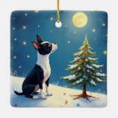 Boston Terrier Midnight Star-Gazing Christmas Keramisch Ornament (Achterkant)