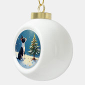 Boston Terrier Midnight Star-Gazing Christmas Keramische Bal Ornament (Rechts)