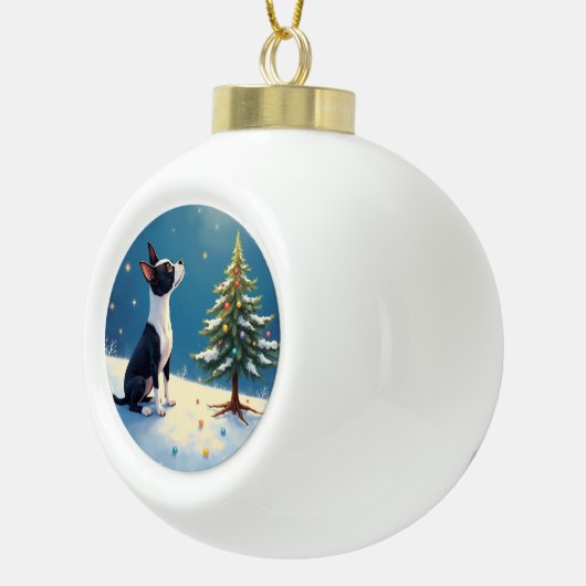 Boston Terrier Midnight Star-Gazing Christmas Keramische Bal Ornament (Rechts)