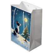 Boston Terrier Midnight Star-Gazing Christmas Medium Cadeauzakje (Achterkant Gekanteld)