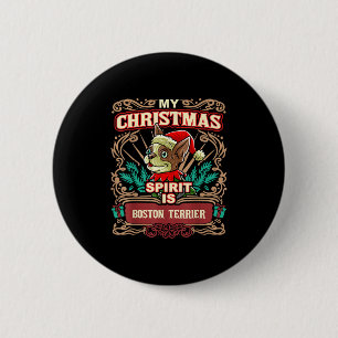 Boston Terrier Mijn Kerstgeest Hond Sinterklaas Ronde Button 5,7 Cm