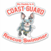 Boston Terrier Mijn papa is een USCG reddingszwemm Sticker (Voorkant)