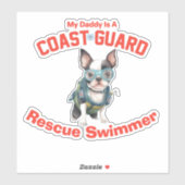 Boston Terrier Mijn papa is een USCG reddingszwemm Sticker (Vel)