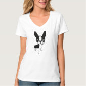 Boston Terrier Mirabelle dames V-nek T-Shirt (Voorkant)