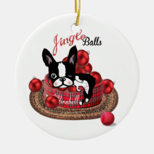 Boston Terrier Mirabelle Jingle bells ornament