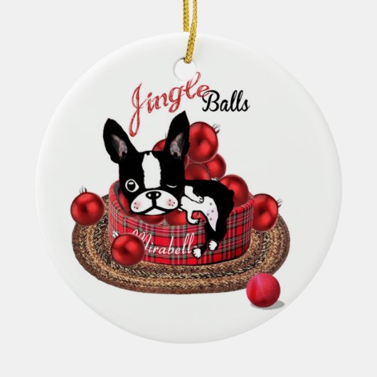 Boston Terrier Mirabelle Jingle bells ornament (Voorkant)