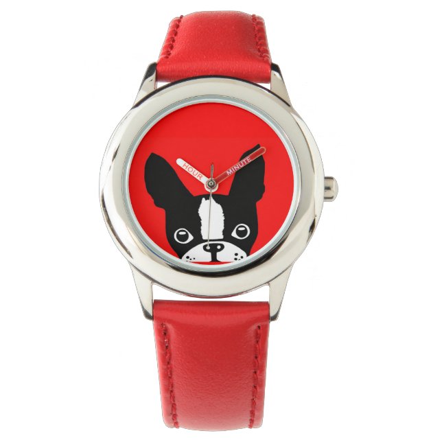 Boston Terrier Mirabelle kinder watch Horloge (Voorkant)