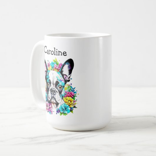 Boston Terrier Moeder gepersonaliseerd Koffiemok (Voorkant links)