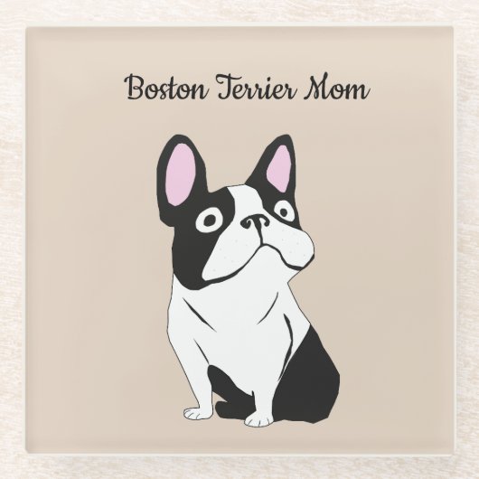 Boston terriër moeder glazen onderzetter (Voorkant)
