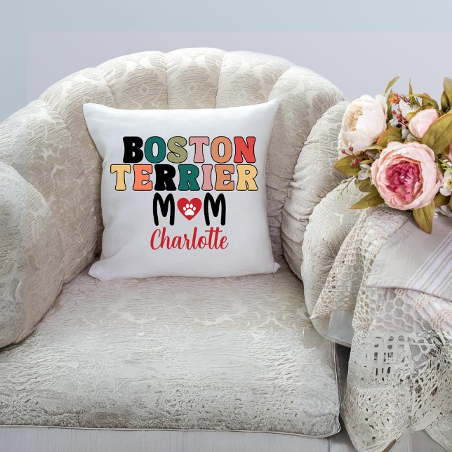 Boston Terrier Moeder Naam Kussen (Creator heeft geüpload)