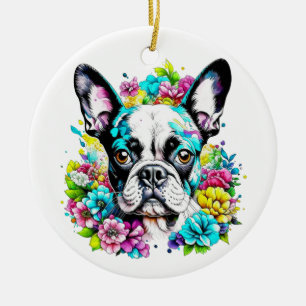 Boston Terrier Moeder Pootafdruk Keramisch Ornament