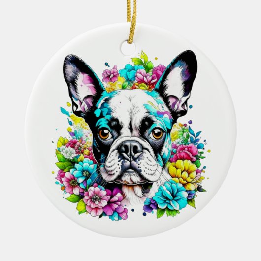 Boston Terrier Moeder Pootafdruk Keramisch Ornament (Voorkant)