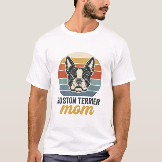 Boston Terrier Moeder Vintage Retro Hond T-shirt (Voorkant)