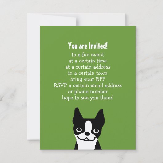 Boston Terrier - Mooie Hond met Aangepaste Tekst Kaart (Voorkant)