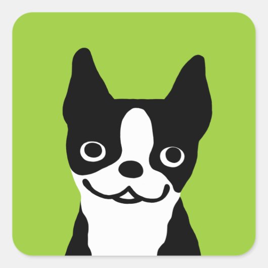 Boston Terrier - Mooie Hond Vierkante Sticker (Voorkant)
