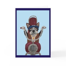 Boston Terrier-motorrijder op motorfiets