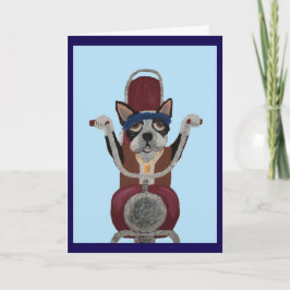 Boston Terrier-motorrijder op motorfiets Kaart
