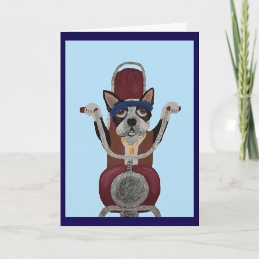 Boston Terrier-motorrijder op motorfiets Kaart (Voorkant)